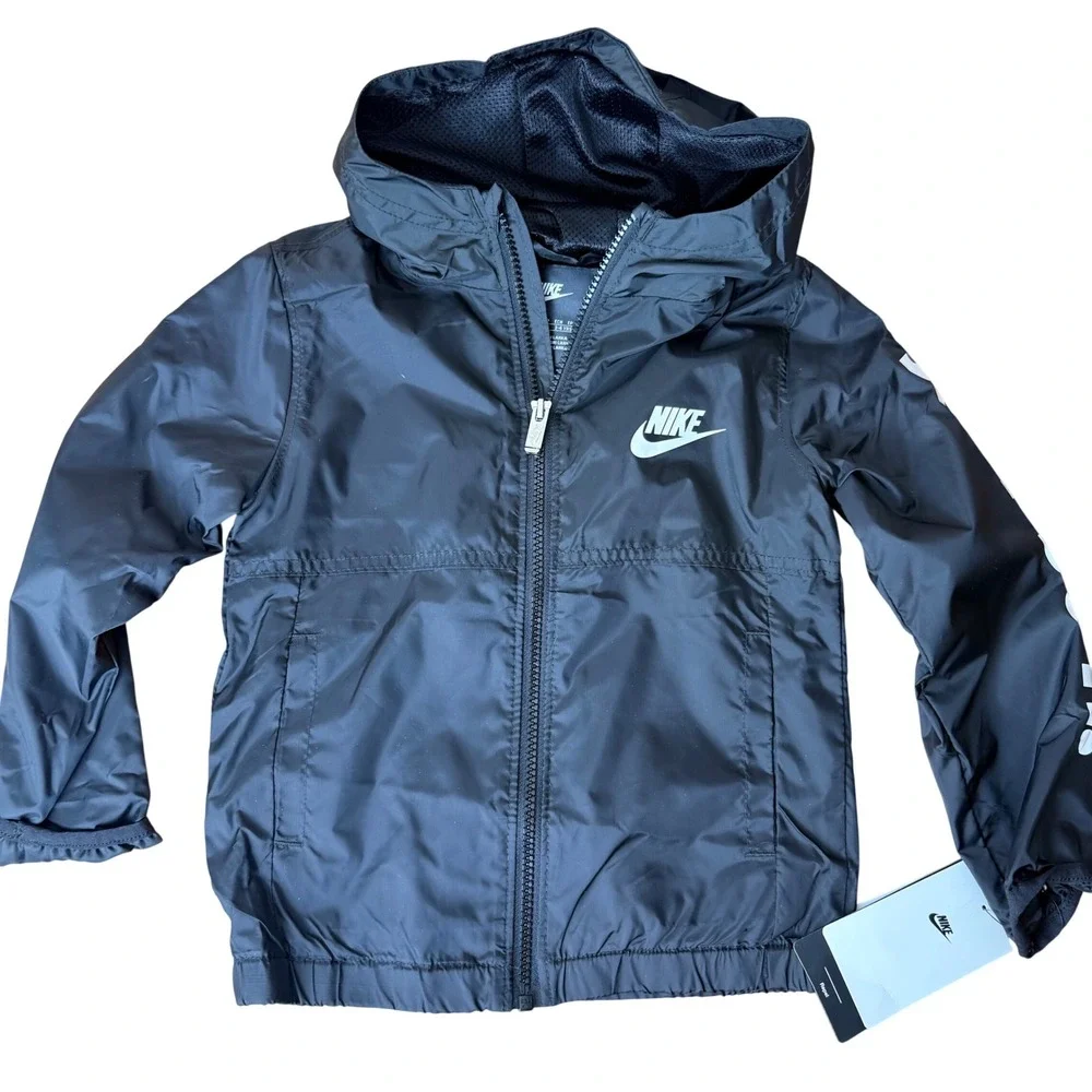Nike Kids Repel Windbreaker Hooded Jacket Black Just Do It 86J278-023‎ Size 4 XS